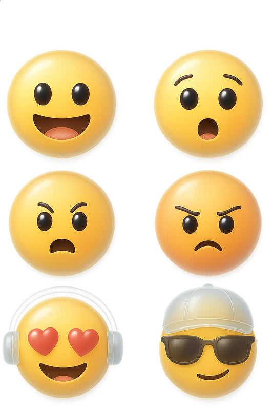 Set of 6 Emoji Magnets, Cute Fridge Magnets, Funny Face Emoji, Home Decor, Office Supplies, Gift Idea