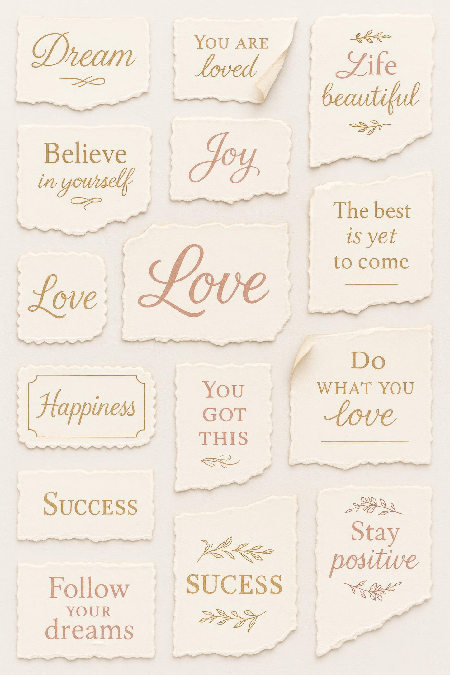 Inspirational Quote Cards, Set of 12, Motivational Wall Decor, Positive Affirmation, Gift Idea