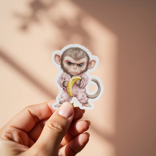 Cute Angry Monkey with Banana Sticker product