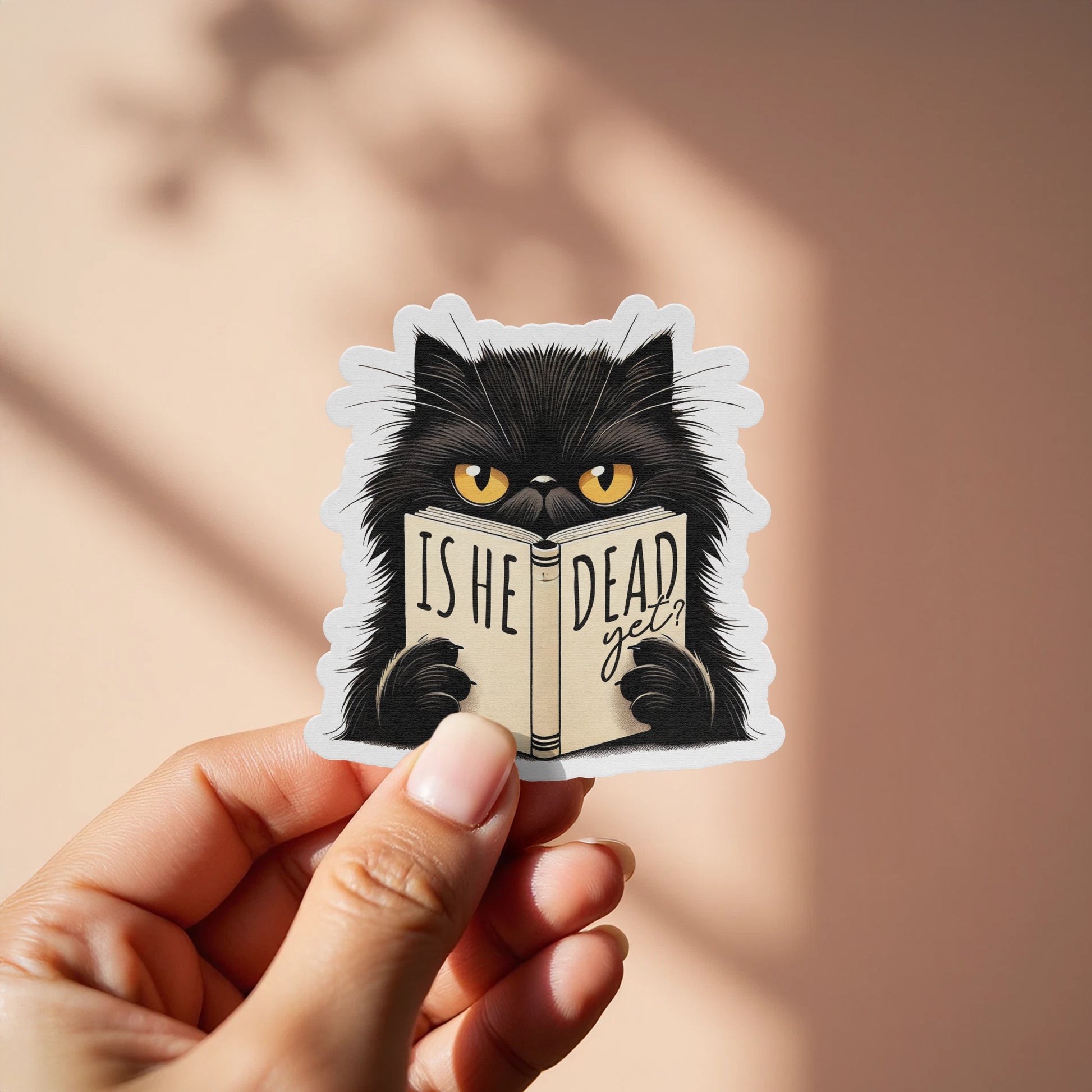 Is He Dead Yet Black Cat Sticker Product
