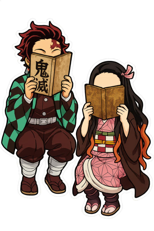Anime Character Stickers, Manga Lovers Gift, Reading Book Pose, Decorative Decal, Waterproof Vinyl, Collector's Item