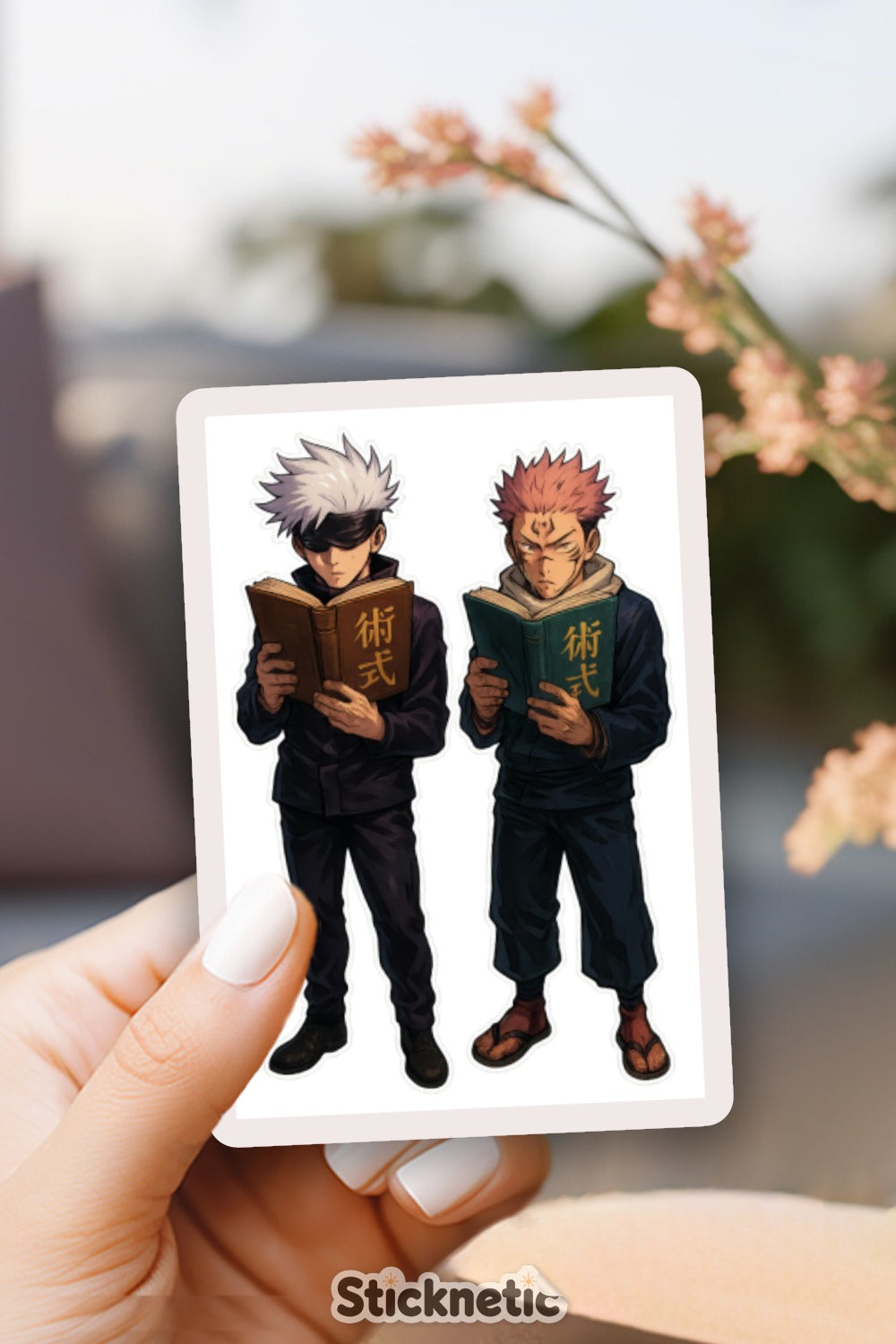 Anime Character Sticker, Manga Duo, Study Pals, Decorative Laptop Decal, Cool Book Readers, Waterproof Vinyl Stickers
