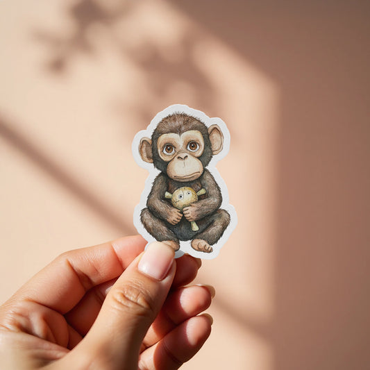Adorable Baby Chimpanzee Sticker for Fun Decor product
