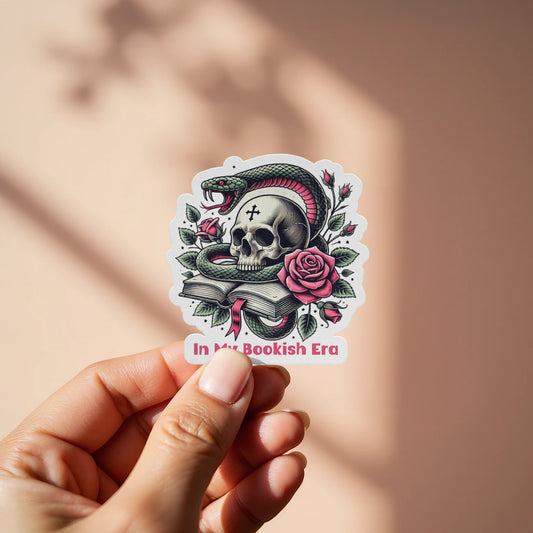 In My Bookish Era Skull Snake Roses Sticker product