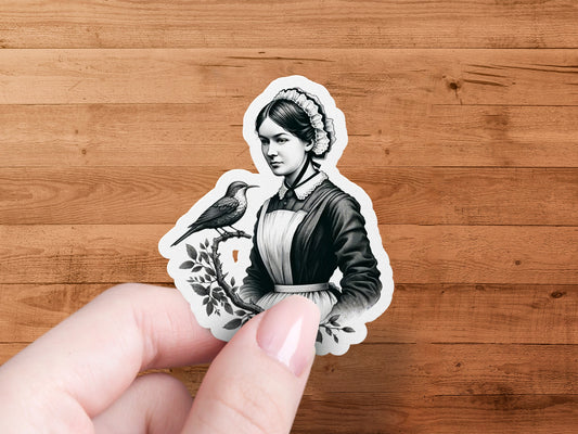 Vintage Victorian Woman Sticker, Classic Black and White Illustration, Decorative Laptop Decal, Feminine Office Decor, Unique Gift Idea
