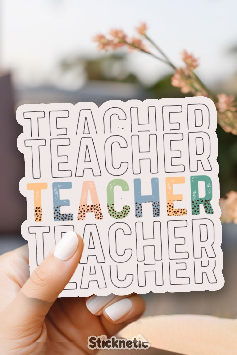Repeated Teacher Colorful Lettering Sticker product type