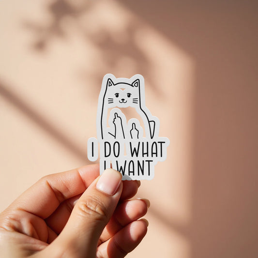 I Do What I Want Cute Cat Sticker product type