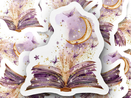 Magical Book with Moon and Butterflies Sticker product