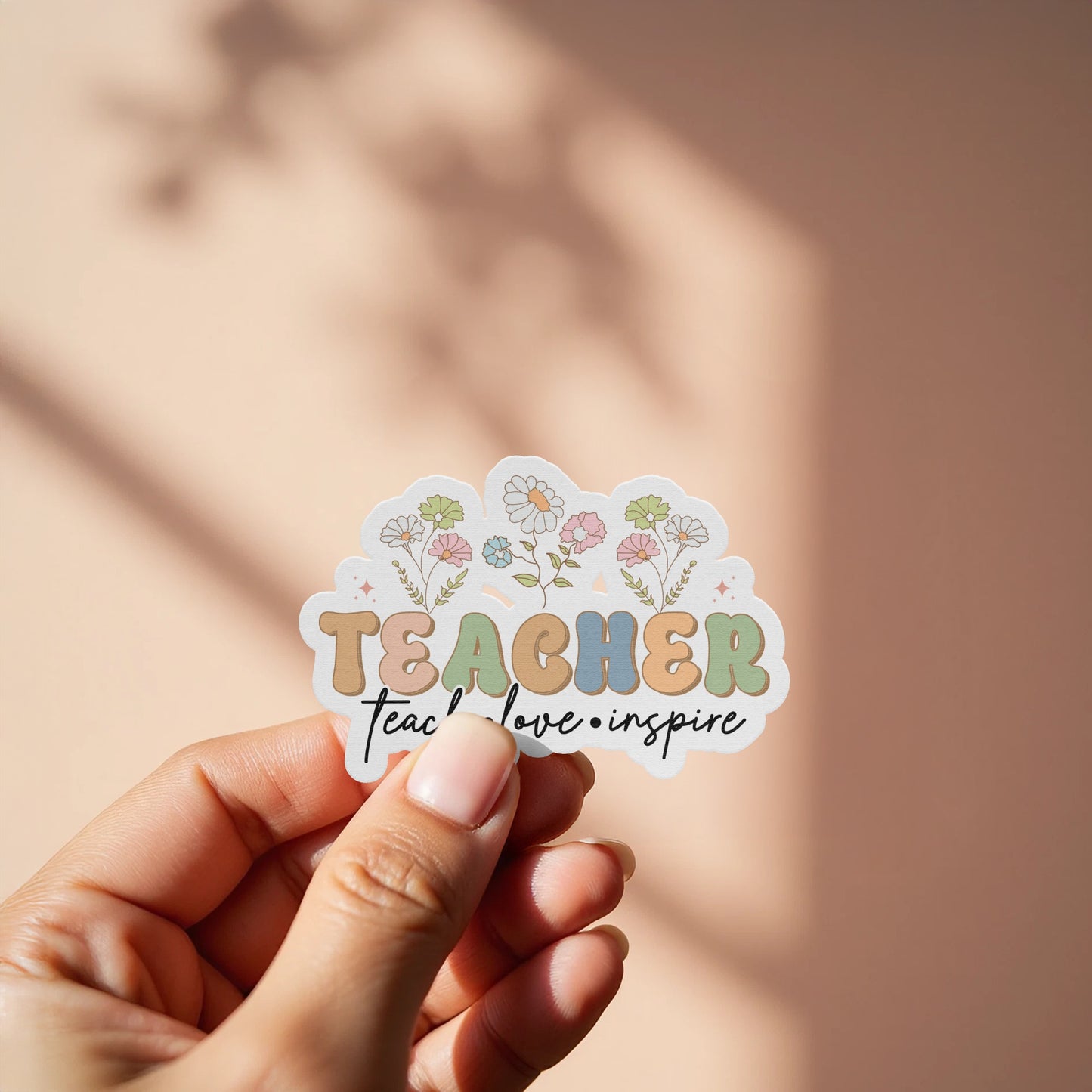 Colorful Teacher Teach Love Inspire Sticker product type