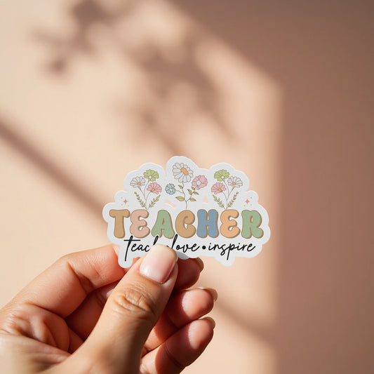 Colorful Teacher Teach Love Inspire Sticker product type