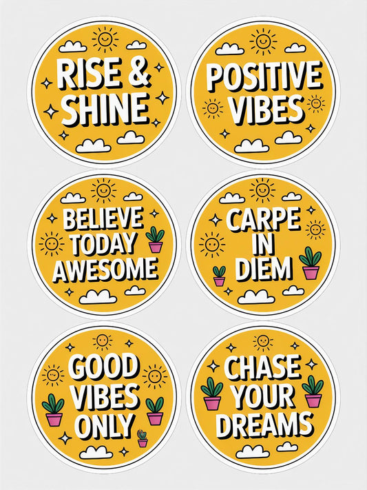 Motivational Stickers Set, Rise and Shine, Positive Vibes, Good Vibes Only, Carpe Diem, Chase Your Dreams, Inspirational Decals