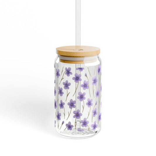 Floral Glass Jar Pendant Light, Purple Flower Design, Hanging Kitchen Lighting, Modern Home Decor, Ceiling Fixture, Unique Gift Idea