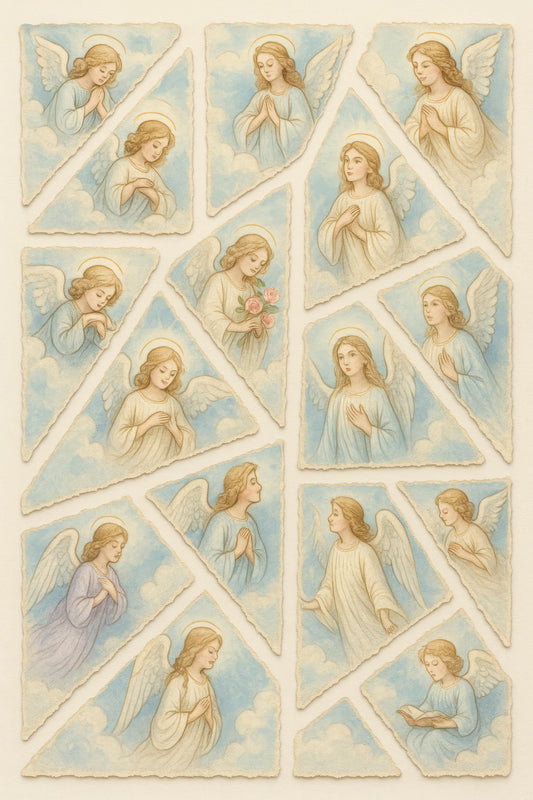 Vintage Angel Illustration Print, Classic Angelic Figures Art, Religious Wall Decor, Spiritual Gift Idea for Home