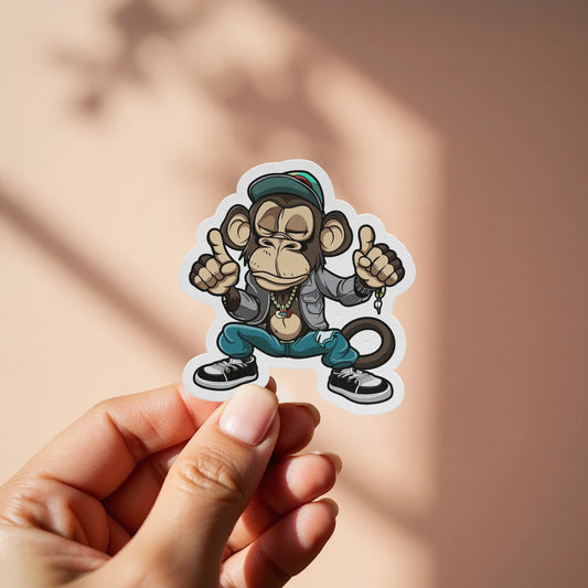 Cool Thumbs Up Monkey Cartoon Sticker product
