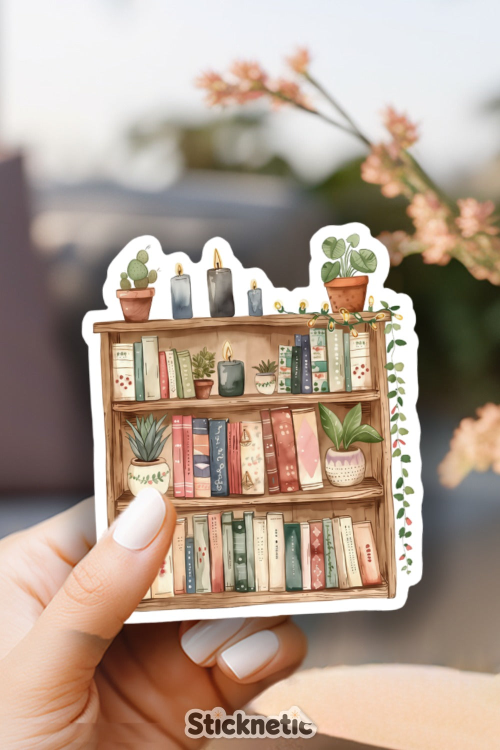 Hand Drawn Houseplants and Bookshelf Sticker product