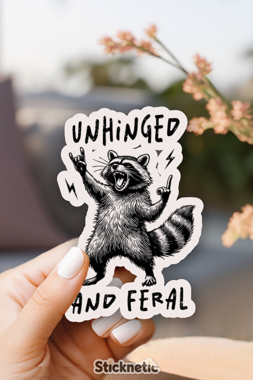 Unhinged And Feral Raccoon Vinyl Sticker product