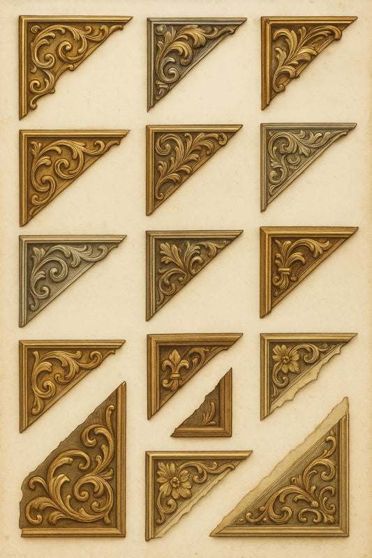 Antique Corner Appliques, Decorative Wooden Corners, Vintage Style Embellishments for Furniture Restoration, Craft Supplies Set of 15