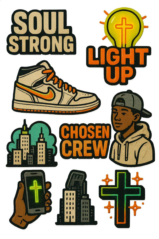 Urban Inspired Sticker Pack, Street Style Decals, Sneaker and Cross Graphics, Vibrant Skate Culture Stickers