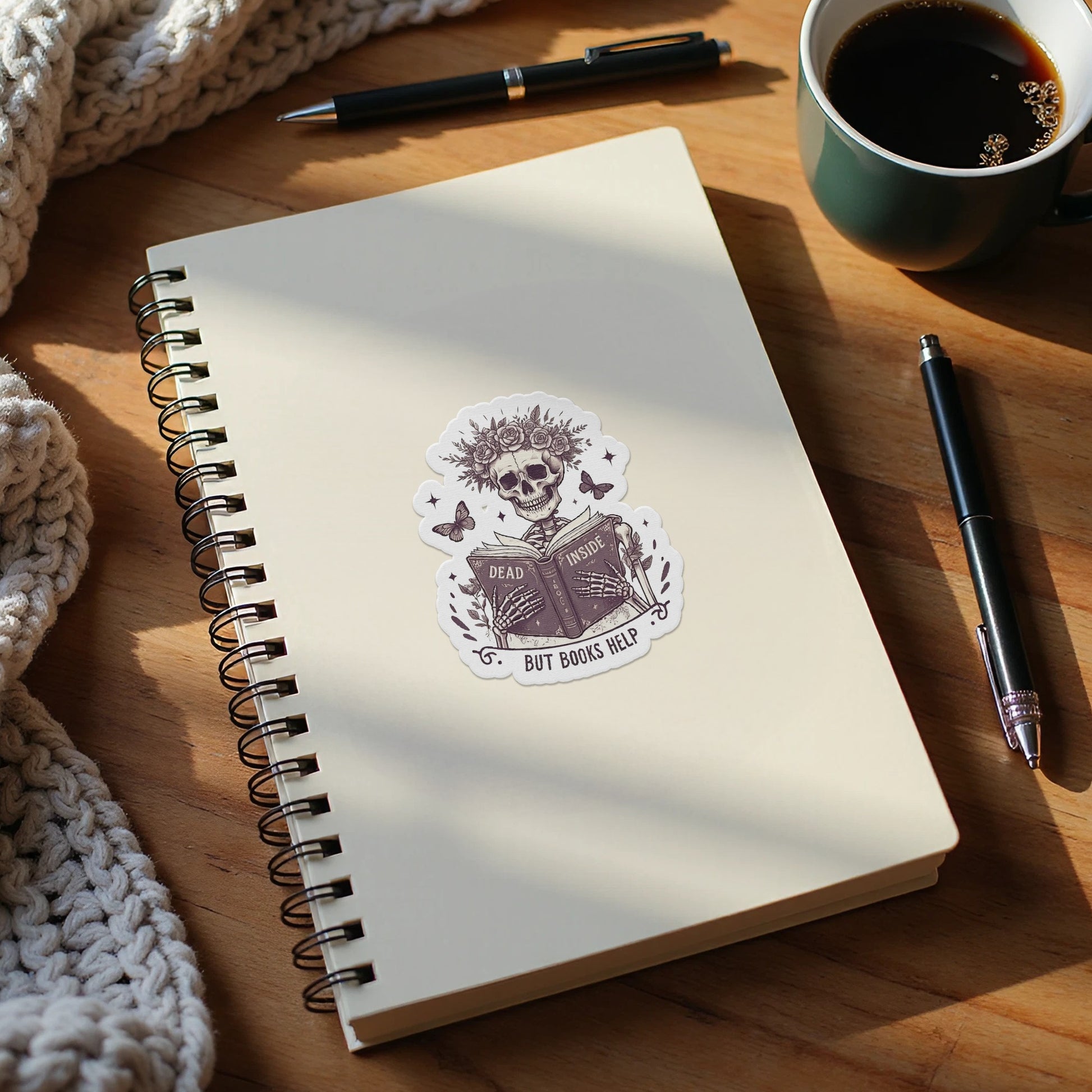 Dead Inside But Books Help Sticker Notebook product type