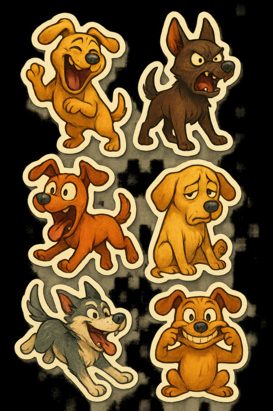 Cartoon Dog Stickers Set, Cute Animated Puppy Decals, Vinyl Sticker Pack for Kids and Animal Lovers