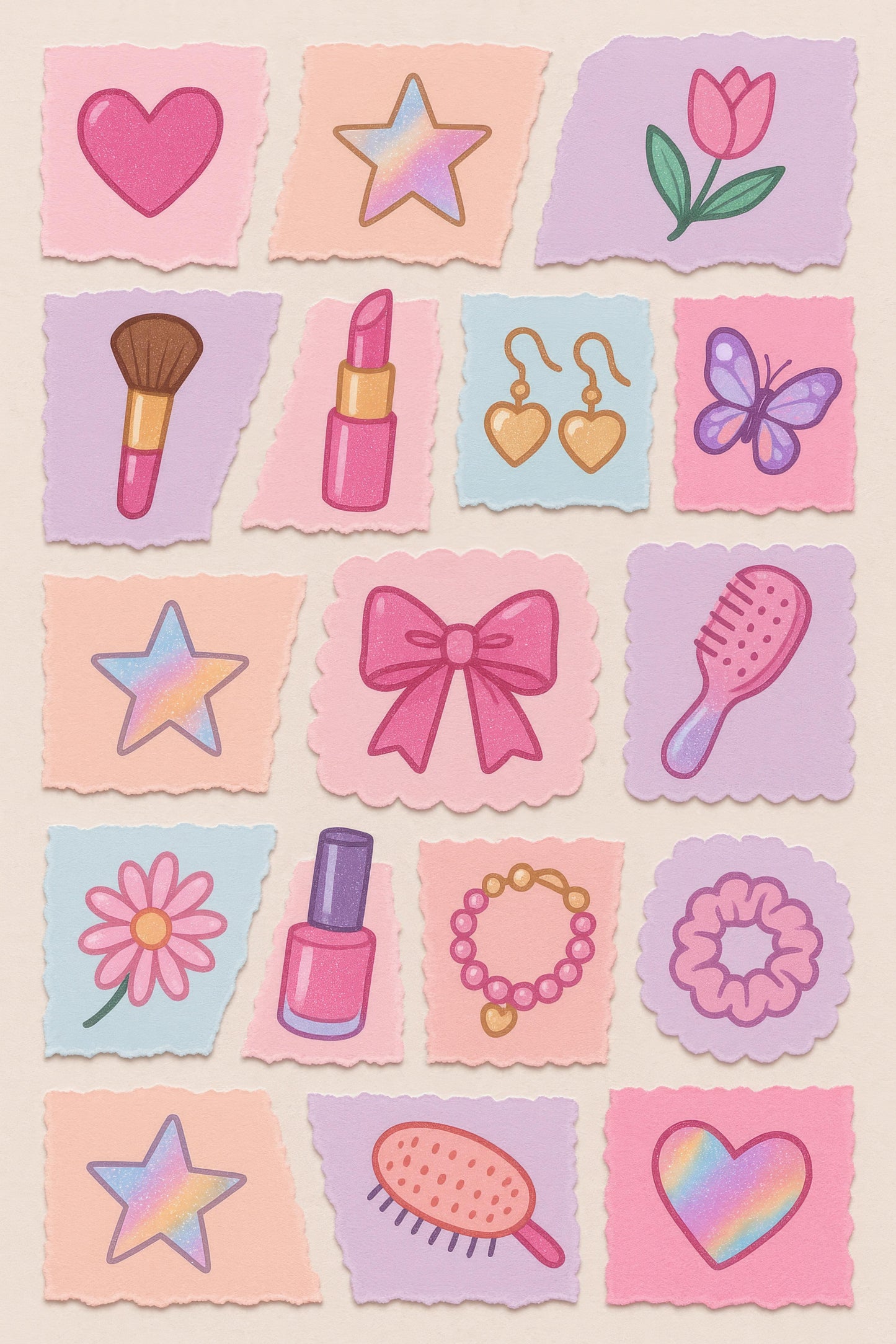 Colorful Stationery Stickers, Heart Star Flower Makeup Designs, Scrapbooking Embellishment, Craft Supply Pack, Decorative Planner