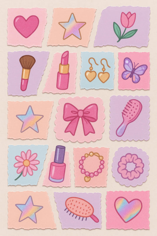 Colorful Stationery Stickers, Heart Star Flower Makeup Designs, Scrapbooking Embellishment, Craft Supply Pack, Decorative Planner