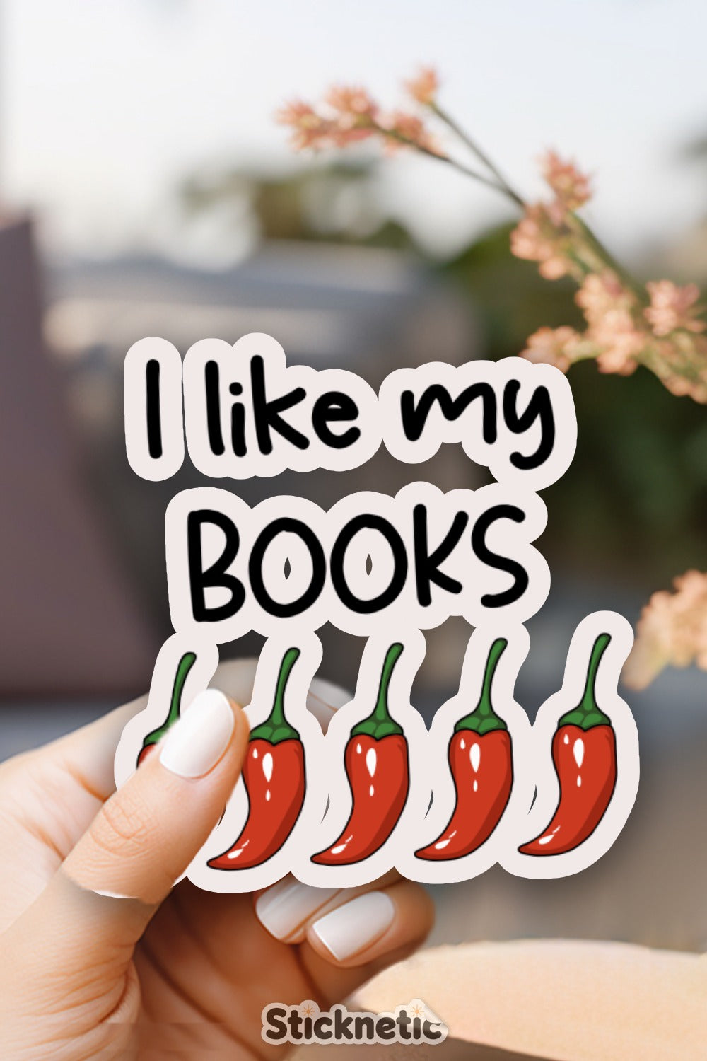 I like my books with chili peppers sticker product type