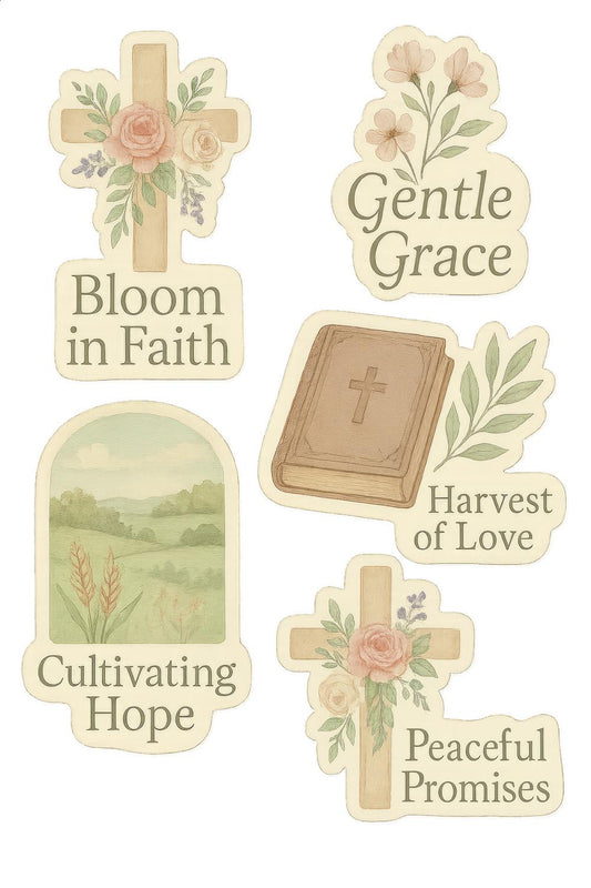 Christian Faith Stickers, Bloom in Faith, Gentle Grace, Harvest of Love Set