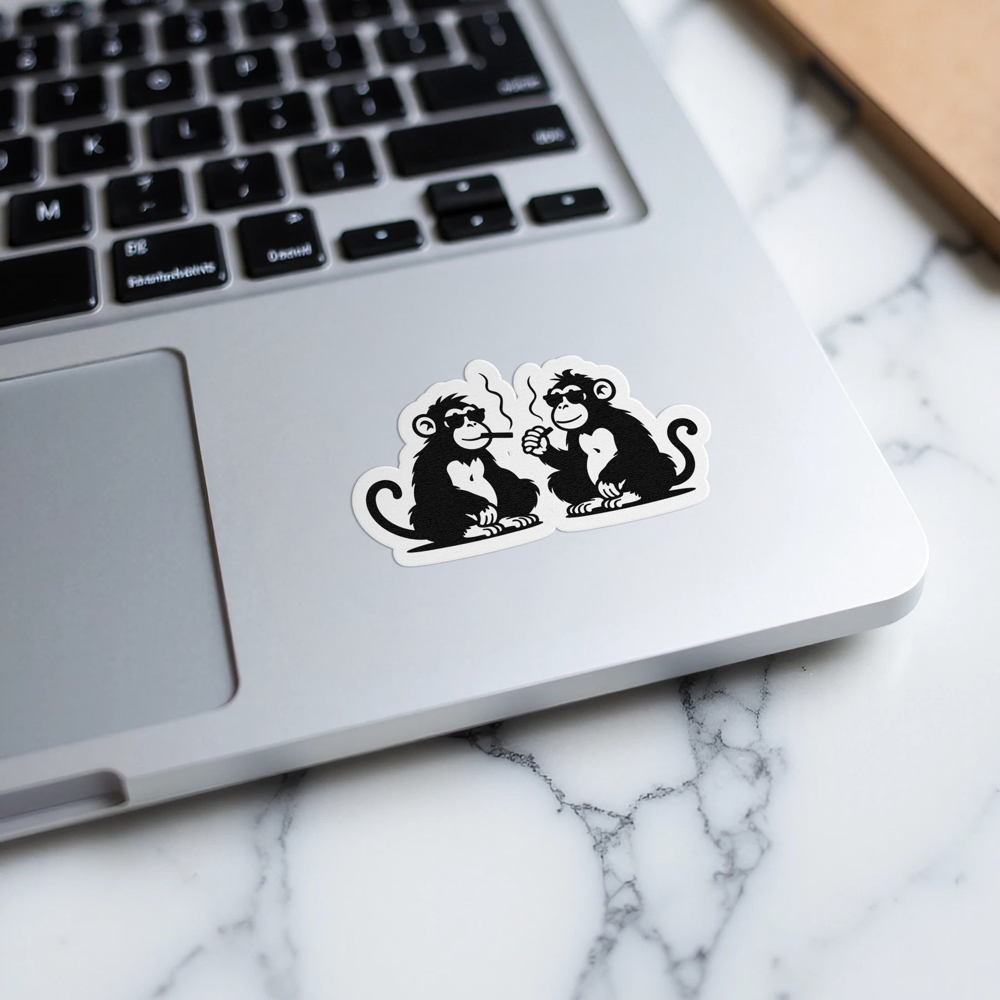 Two Monkeys Conversing Laptop Sticker product