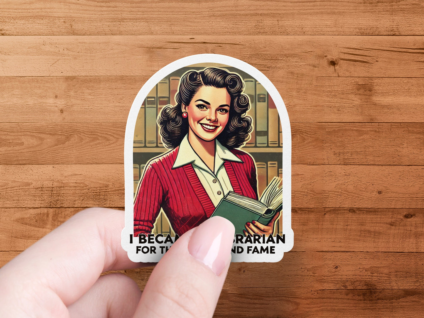 Retro Librarian Sticker for Book Lovers Fun Product