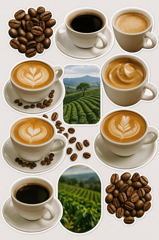 Coffee Lover's Dream Poster, Latte Art Print, Coffee Beans and Landscapes Wall Art Decor