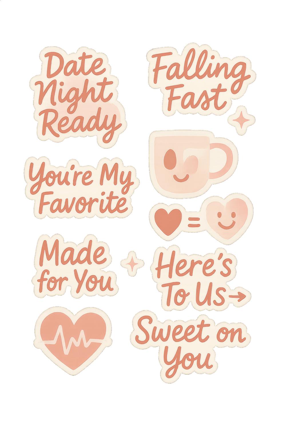 Cute Romantic Stickers, Love Messages, Date Night, Falling Fast, Heart Designs, Perfect Gift for Couples