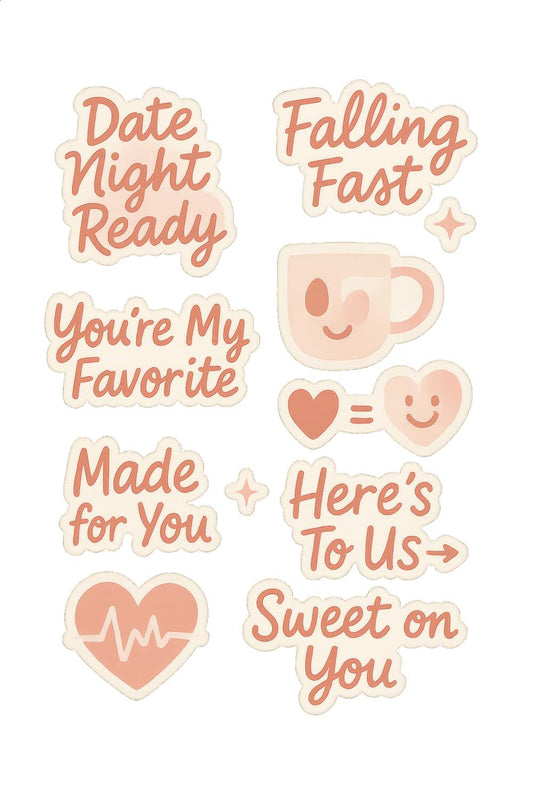 Cute Romantic Stickers, Love Messages, Date Night, Falling Fast, Heart Designs, Perfect Gift for Couples