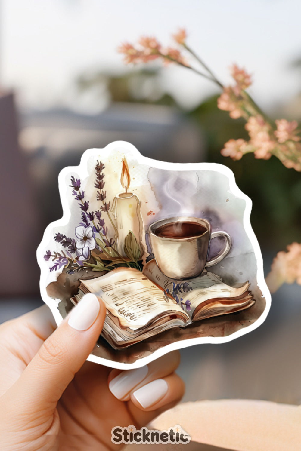 Cozy Book and Coffee with Candle Sticker product