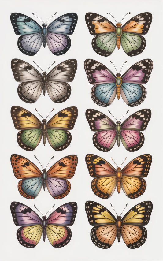 Colorful Butterfly Stickers, Assorted Watercolor Butterfly Decals, Scrapbooking Accessories, Planner and Journal Decorations