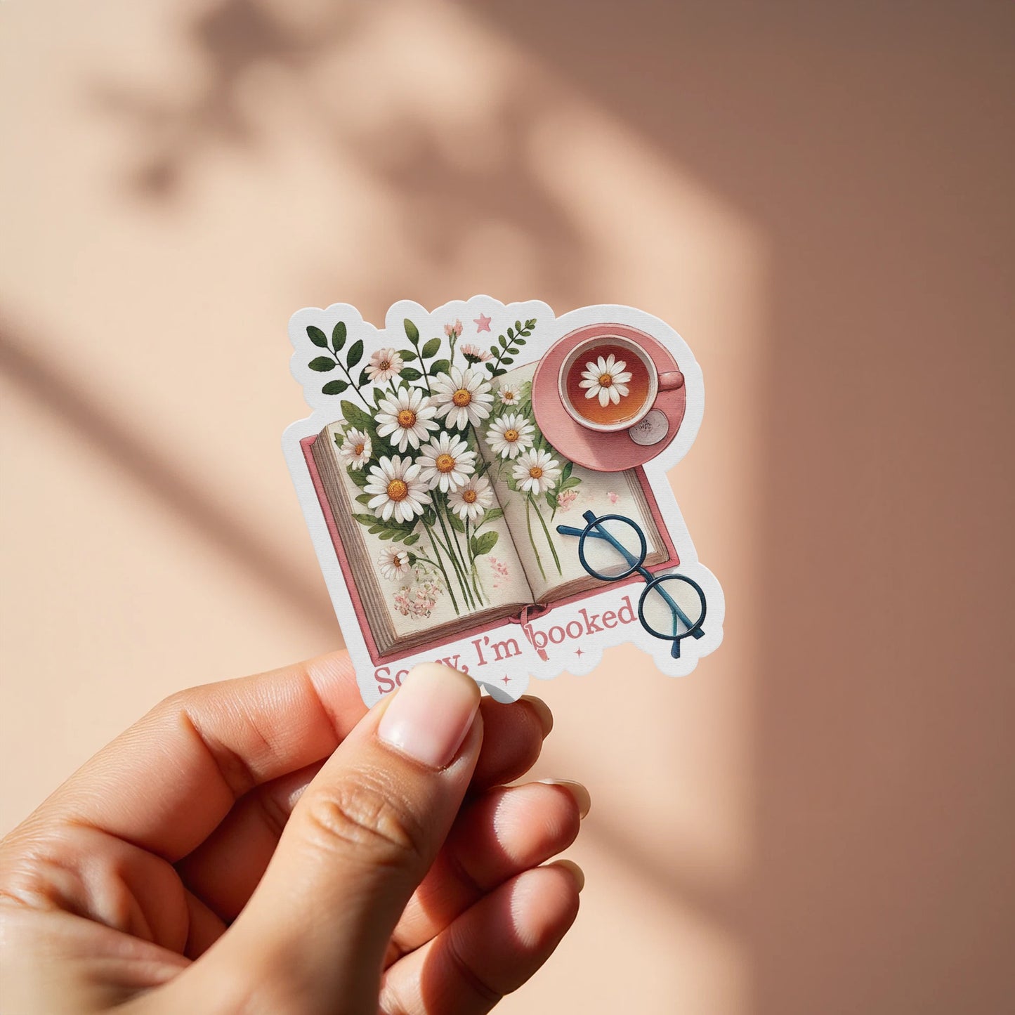 Sorry I'm Booked Daisy and Book Illustration Sticker product