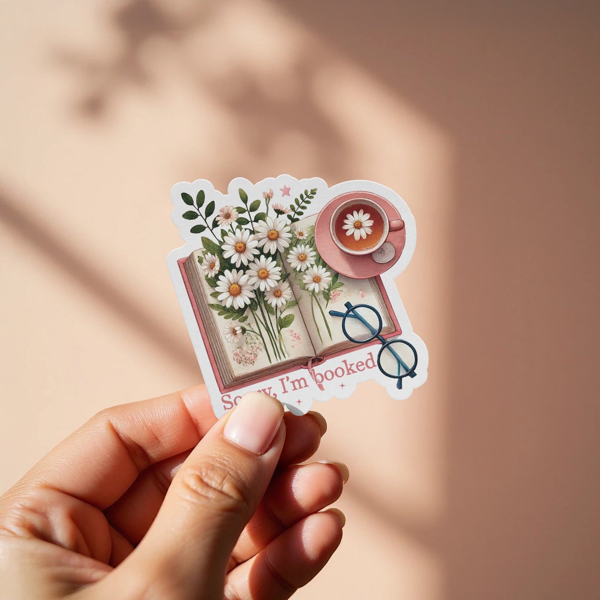 Sorry I'm Booked Daisy and Book Illustration Sticker product
