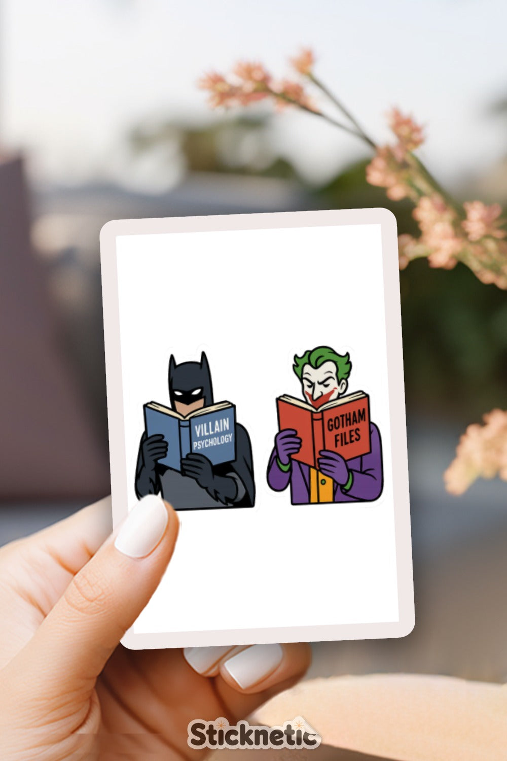 Batman and Joker Reading Books Art Print, Gotham Comics Themed Wall Decor, Unique Superhero Illustration, Gift for Comic Fans