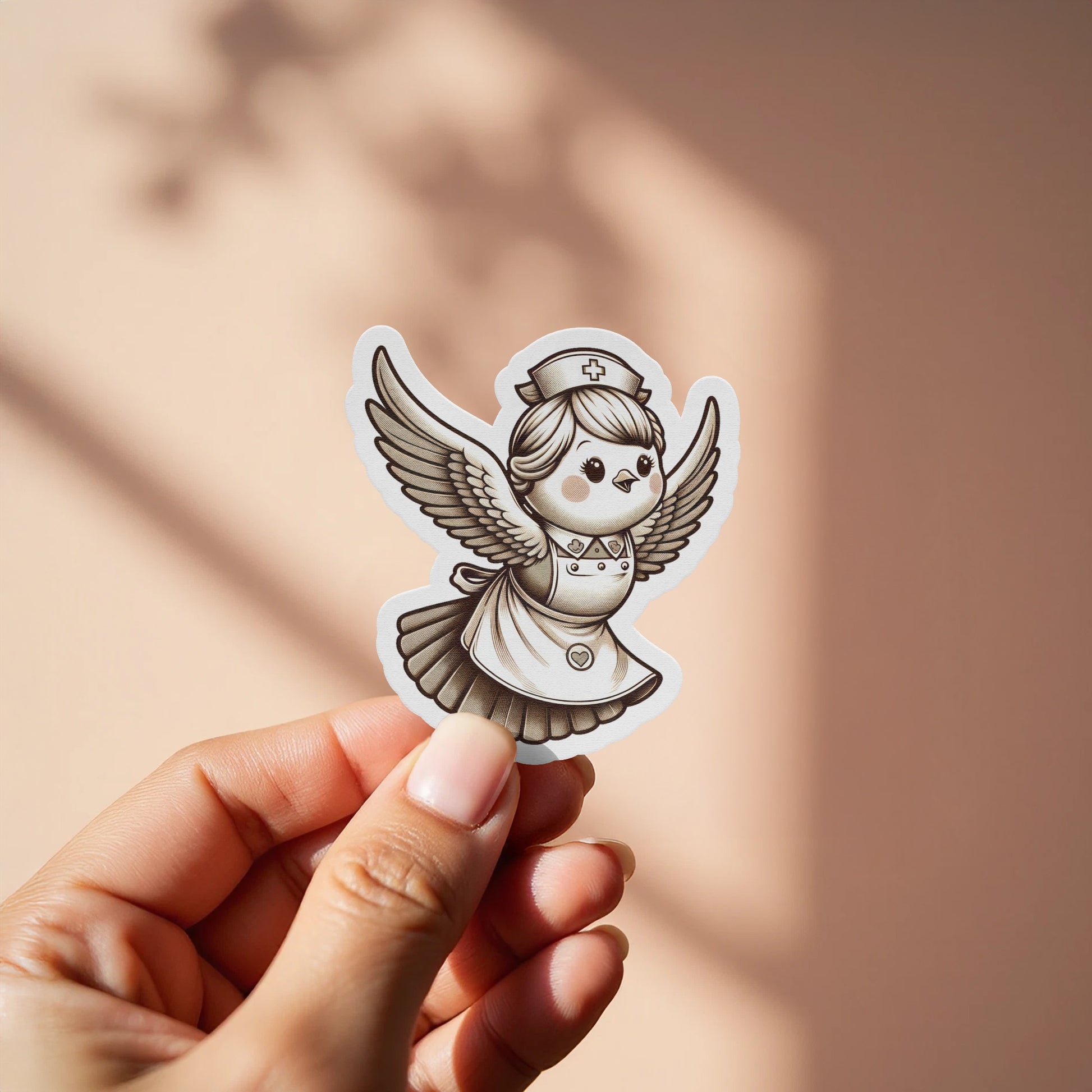 Nurse Angel Vinyl Sticker, Cute Nursing Decal, Hospital Worker Gift, Waterproof Sticker for Laptop and Car