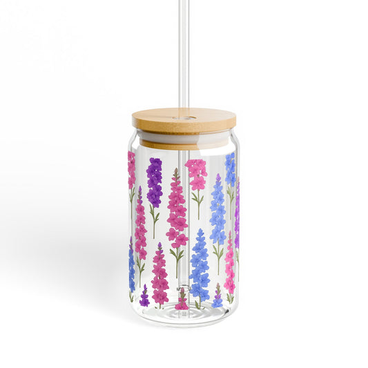 Floral Glass Jar with Wooden Lid, Colorful Snapdragons Design, Elegant Home Decor and Storage