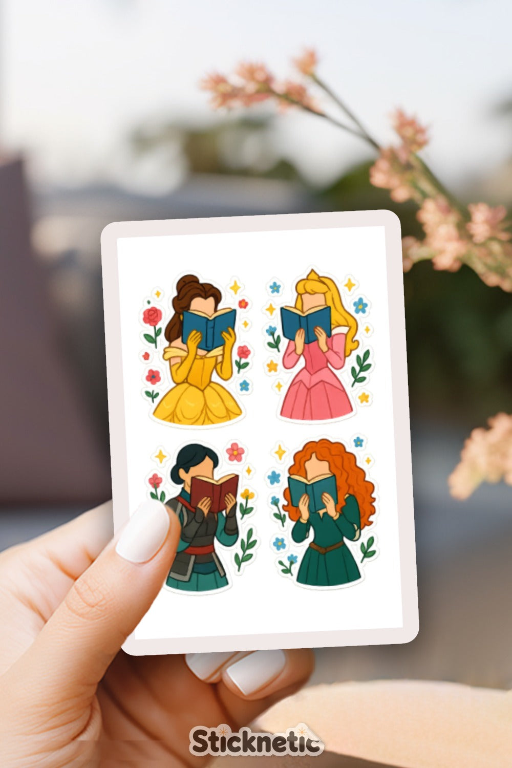Princess Inspired Sticker Set, Cartoon Character Decals, Decorative Laptop Stickers, Colorful Vinyl Stickers, Cute Flower Accents