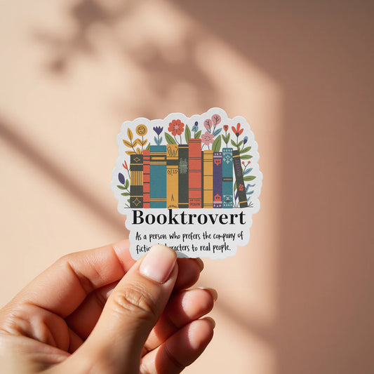 Booktrovert sticker for book lovers artistic product type