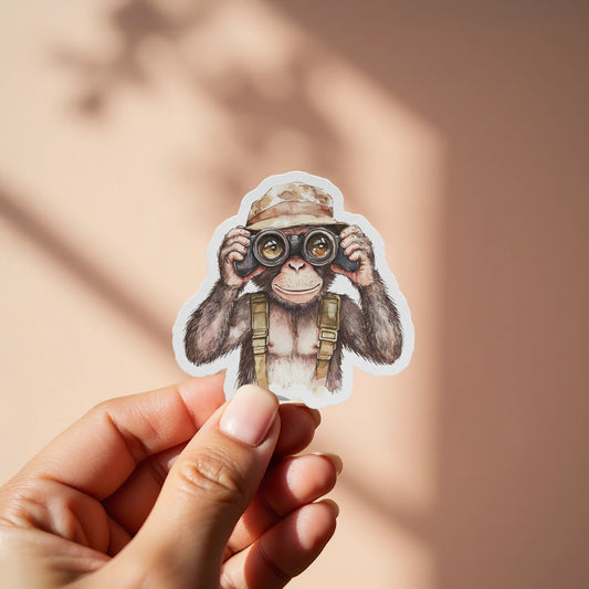 Adorable Monkey With Binoculars Sticker product type
