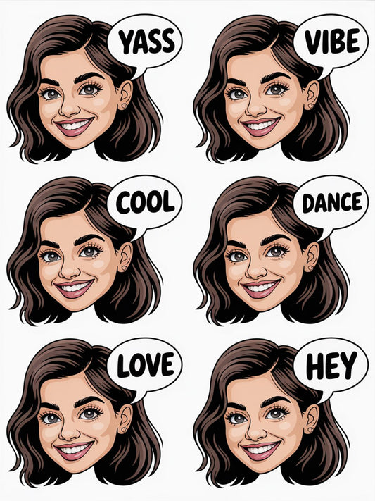 Pop Art Female Face Stickers Yass Vibe Cool Dance Love Hey Cartoon Decals