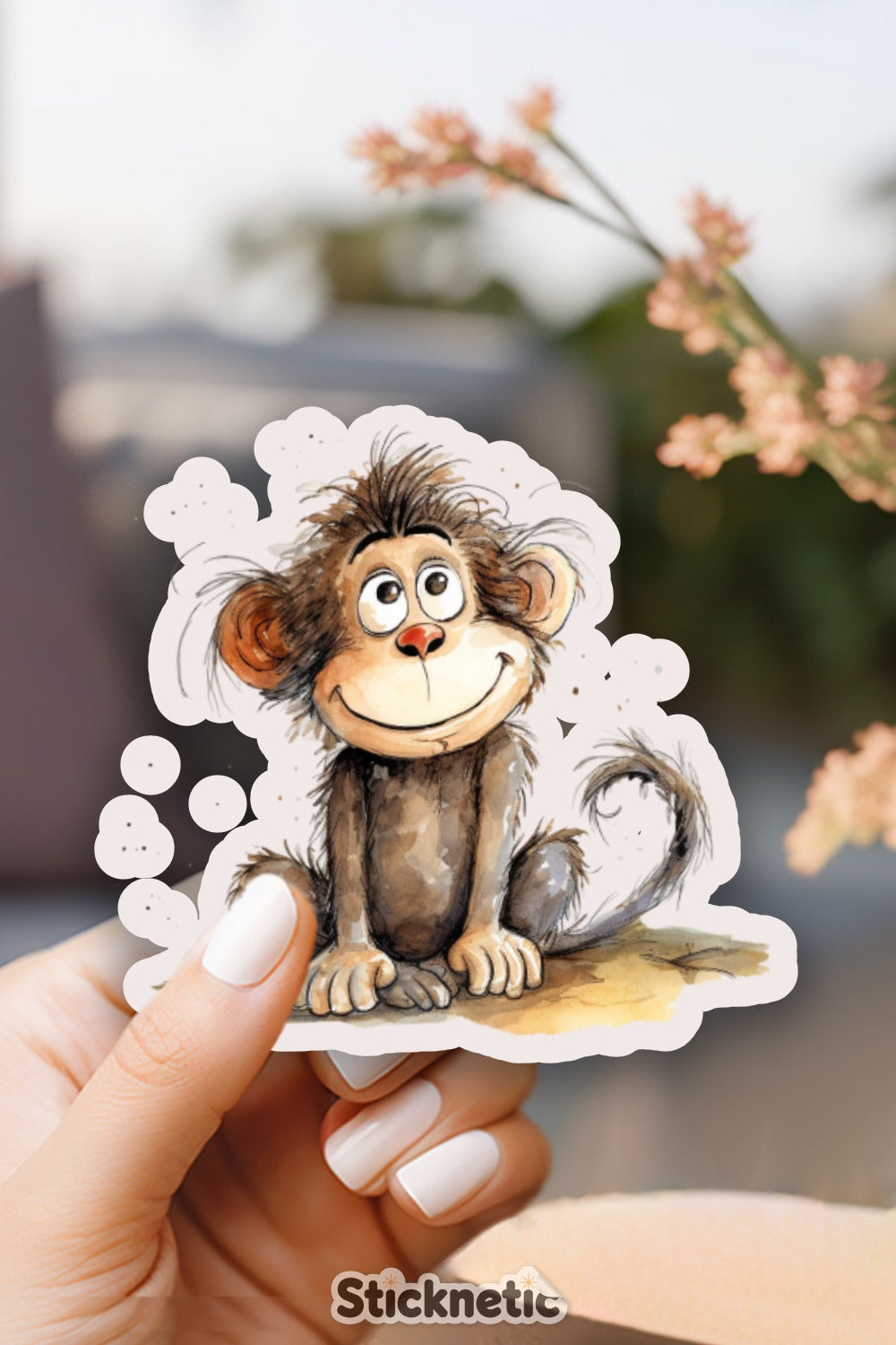 Cute Smiling Monkey Cartoon Animal Sticker product type