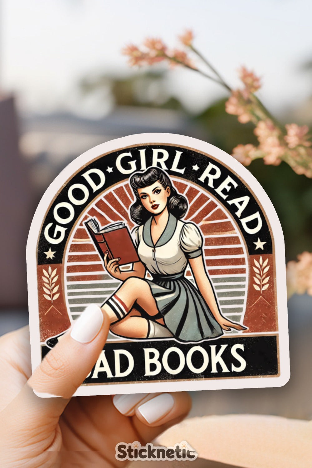 Vintage Good Girl Read Books Sticker product