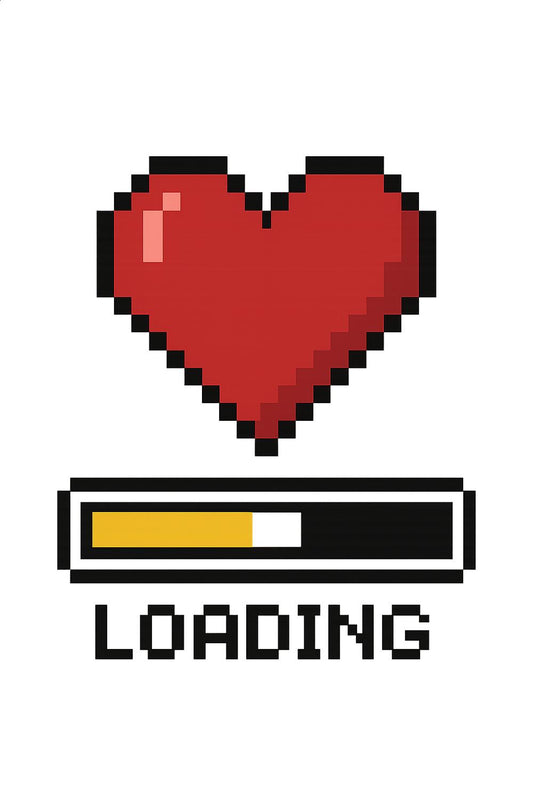 Pixel Art Heart Love Loading Bar Graphic T-Shirt, Retro Gamer Gift, Valentine's Day Casual Wear
