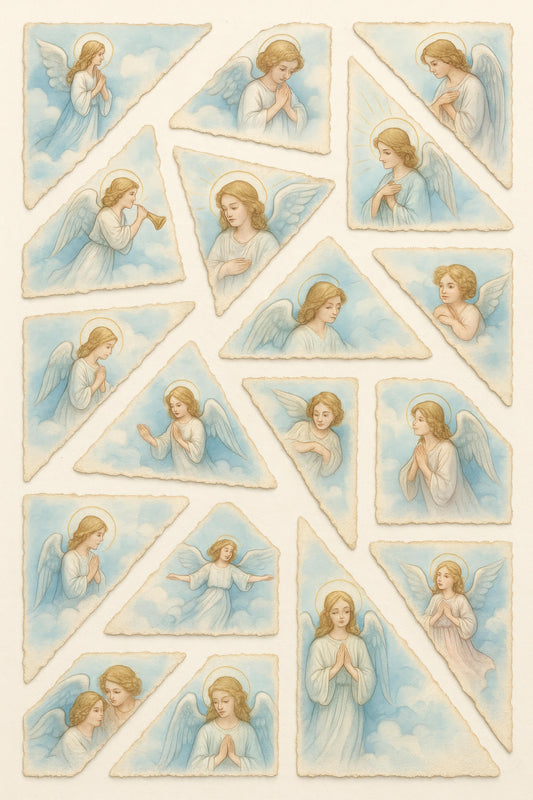 Vintage Angel Illustrations, Classic Religious Art, Angelic Watercolor Print, Heavenly Decor, Spiritual Wall Art, Set of Prints