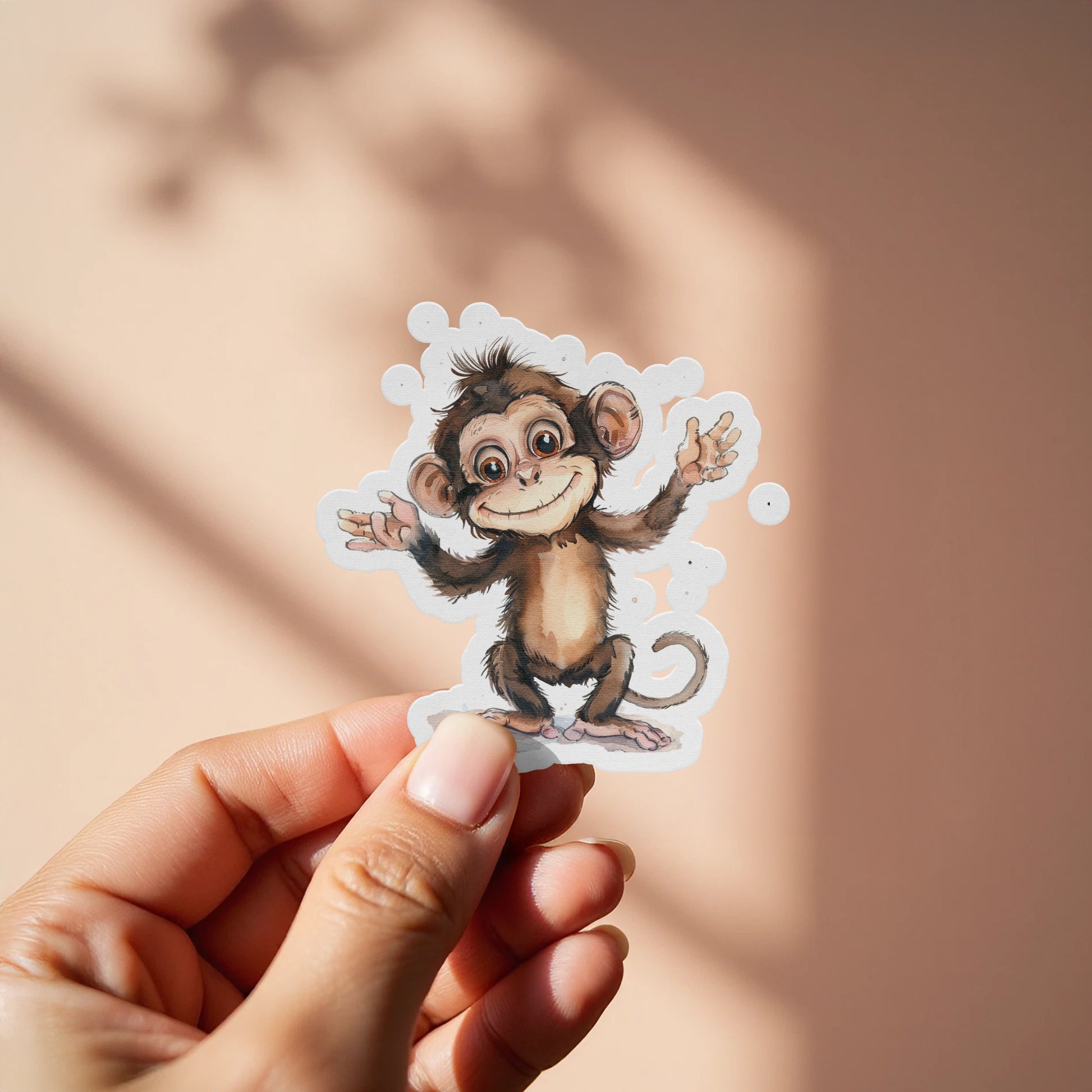 Cute Baby Monkey Sticker Fun Cartoon Design Sticker product