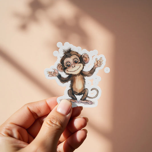 Cute Baby Monkey Sticker Fun Cartoon Design Sticker product
